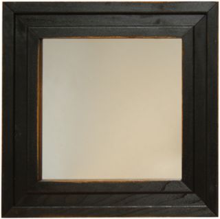 Primitive Framed Distressed Black Wood Mirror 13 5 Inch