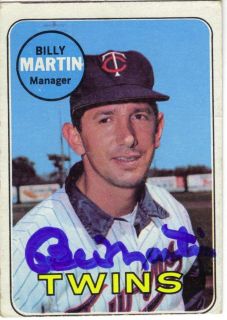 Billy Martin Autographed 1969 Topps Card 547