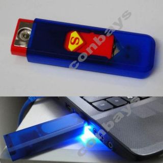 Blue USB Electronic Lighter Rechargeable Cigarette Cigar Flameless 002 