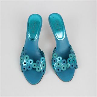   sandals 8.5 ❋ ELECTRIC shiny cobalt Circle strap ❋ BLANE 3 heels
