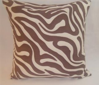 Throw Pillow Brown Ivory Zebra Animal Print 20 X12