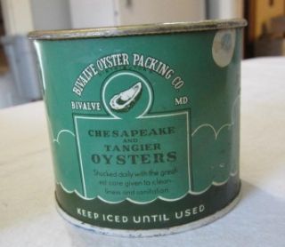Oysters Tin Can 12 FL oz Bivalve Oyster Packing Co MD No Lid 