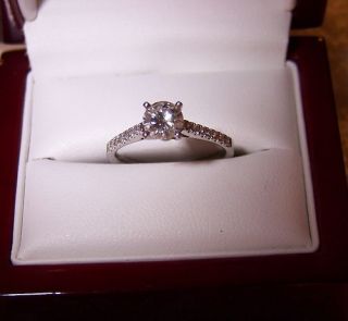 NEW Blue Nile Platinum Round Paved Diamond Engagement Ring .71 TCW GIA 
