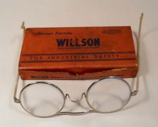 Vintage WILLSON Safety Goggles Biker Glasses Aviation Steampunk w Box 