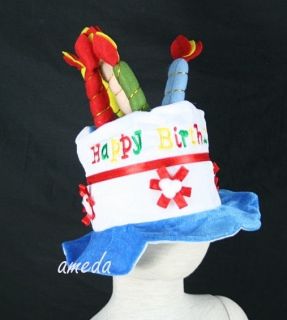 Happy Birthday Cake Candle Costume Hat Blue Cap Kids