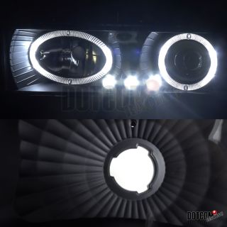 88 93 Chevy GMC C10 LED Halo Black Projector Headlights Bumper Lamp 