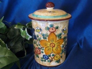 DERUTA ITALY Italian Pottery GUBBIO BEES Biscotti Jar Canister