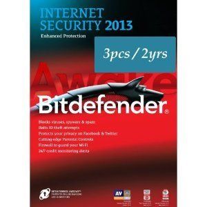 New Bitdefender Internet Security 2013 Value M2 3Pc 2 Years Antivirus 