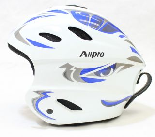 New ALLPRO Ski Snowboard Winter Sports Helmet White Blue S M L XL