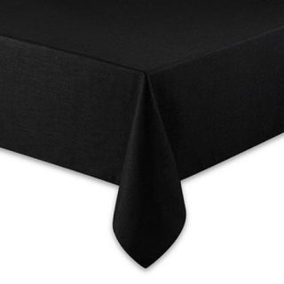 Black Solid Basketweave Pattern Easy Care Polyester Fabric Tablecloth 