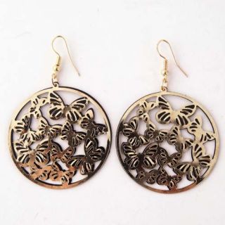 Black&Gold Butterfly Round Dangle Eye Catching Earring Jewelry