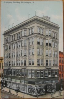 1910 Postcard Livingston Building Bloomington Illinois