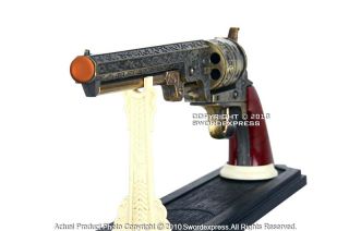 cowboy black powder outlaw revolver pistol replica gun w stand