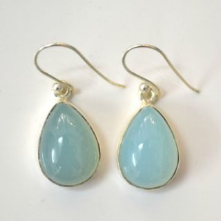   EHS 925 Sterling Silver Blue Chalcedony Classic Earring 2 9 CMS