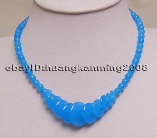 Beautiful 6 14mm Blue Chalcedony Jewelry Necklace 17