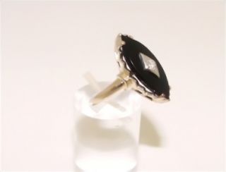 Antique 1920s 10KT Yellow Gold Black Onyx Diamond Ring