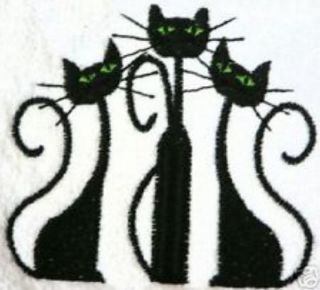 Classic Black Cat Towel for Cat Lovers Embroidered