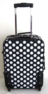   Travel Bag Rolling Wheel Upright Expandable White Polka Dots
