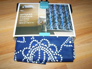 Home Blue & White Paisley Fabric Cloth Cotton Shower Curtain Bathroom 