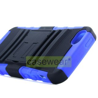   Apple iPhone 5 with Black Blue Rhino Kickstand Double Layer Hard Case