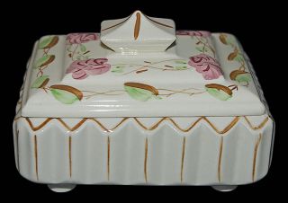 Blue Ridge Rose Step Covered Box With Hand Painted Decoration