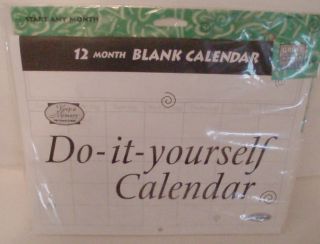 Blank 12 Month Calendar New in Package 8 5 x 11