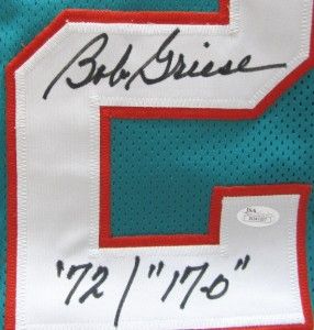 Bob Griese Autographed Miami Dolphins Jersey 72 17 0 JSA