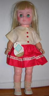 1960s Blumberg 16 Doll With Original hang tag and clothes. Good 