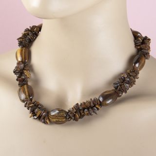 Z046 Boho Bling Fashion Jewelry Necklace Tigereye Chips Stone 