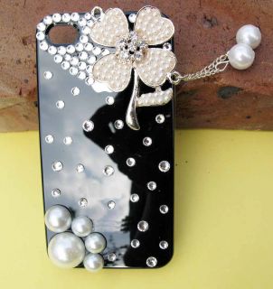 Handmade Beads Flower Bling Diamond Crystal Case Cover for iPhone 4 4G 