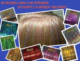 Sparkle Hair Tinsel 50 Strands x 40 Beyonce Extensions Bling Celeb 