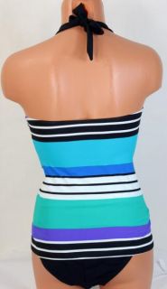 Bleu Rod Beattie Ocean Stripes Halter Tankini Swimsuit Set 12 New $140 