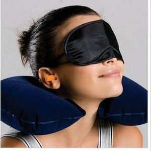   New Travel Pillow Ear Plug Eye Shade Mask Blinder sleep Set FREE SHIP