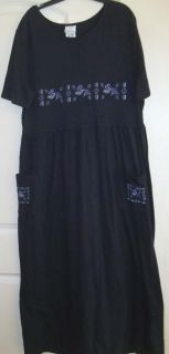 Bobbie Brooks Navy Blue with Fish Theme Soft Cotton Knit Dress XL 