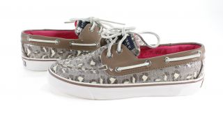 Sperry Bahama Greig Leopard Sequin Topsider Womens Boat Shoes