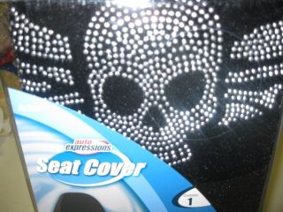 New Cool Silver Bling Winged Skull Bucket Seat Cover