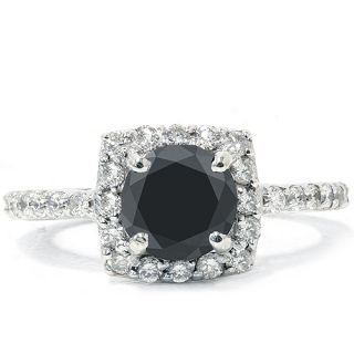 SI 1 40ct Diamond Black Spinel Halo Engagement Ring 14k White Gold 