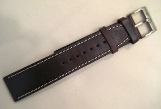 Kobold Watch Band Brown Leather Saddle Stitched in White