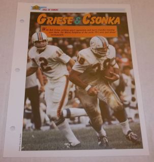 1991 Sports Pages Bob Griese Larry Csonka Miami Dolphins 70s 7 5 8 x 