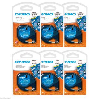 6PK Dymo Letra Tag Ultra BLUE Plastic Label Refill Tapes LetraTag LT 