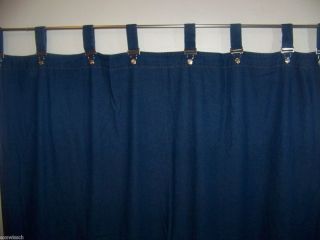 SET OF BLUE DENIM 100% COTTON CURTAIN W/TAB TOPS MADE W/CLASPS LIKE ON 