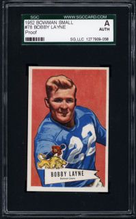1952 bowman 78 bobby layne proof sgc authentic a rare proof card from 