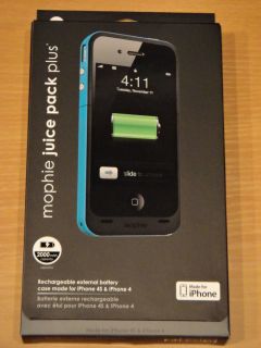 BLUE Mophie Juice Pack Plus Rechargeable Battery Case for iPhone 4 4S 