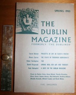 1965 The Dublin Magazine Podraic Colum Eavan Boland