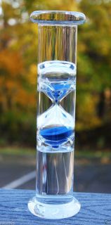 RARE UNIQUE WATER TUBE BABY BLUE SAND HOURGLASS TIMER GLASS. 5 MINUTES 