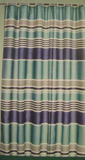 Blue Green White Teal Stripe Fabric Shower Curtain Water Repellent 