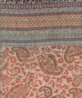 Paisley Floral Ethnic Stripe Blue Brown Peach Quality Fabric Shower 