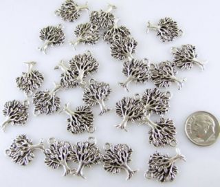 antique silver tree of life metal charms 25 pieces