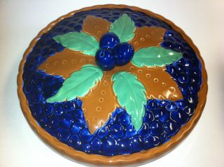 Vintage 10 Blueberry Pie Covered Ceramic Figural Plate Server Dish 