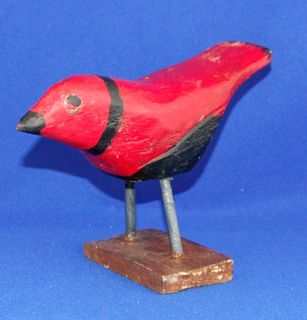 Emile Bluteau Folk Art Primitive Carving Listed Quebec Red Bird